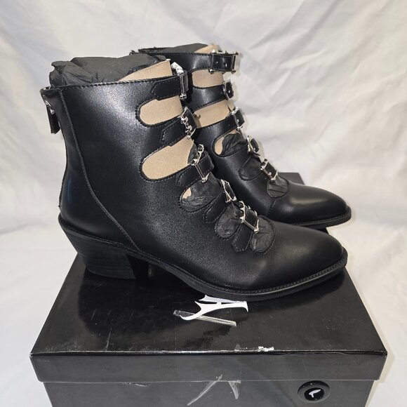 Disturbia Bridget Buckled Boots in Black, Women's Size 6, New in Box - Picture 2 of 11